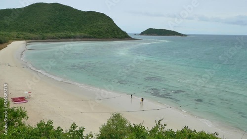 View point on top of the island with idyllice beach ocean and blue sky in vacation time,Samae San Island chonburi thailand,summer concept
 photo