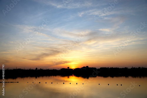Background sky vanilla shades at sunset on lake