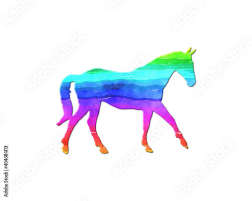 Horse Animal symbol  LGBT Gay Pride Rainbow Flag icon logo illustration