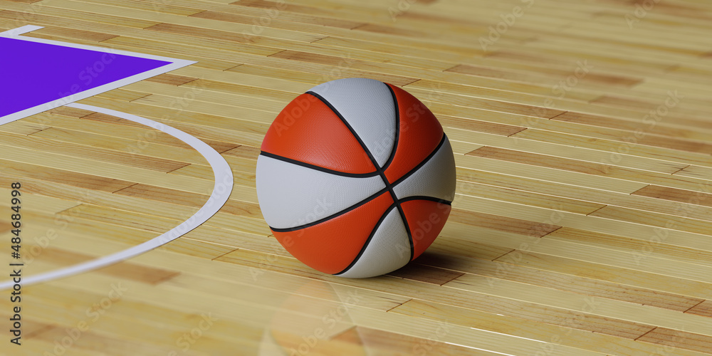 Basketball ball and court