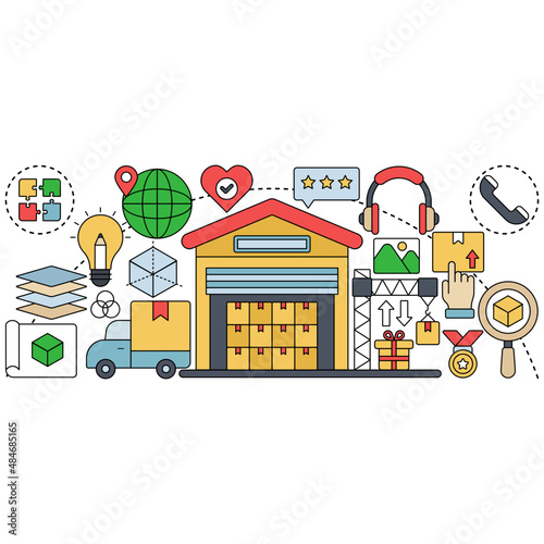 Logistic illustration in editable style