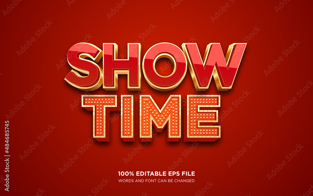 Show Time 3D editable text style effect