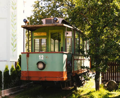 Old tram wagon in the Cinevilla movie town. 
