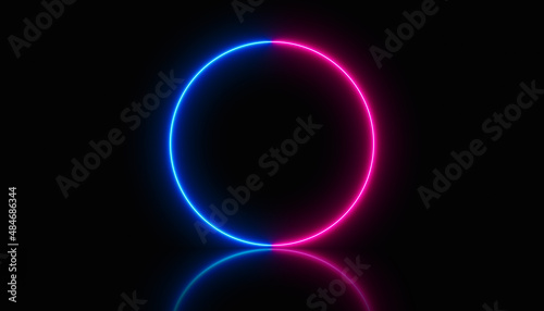 Illustration of a glowing neon circle in different colors