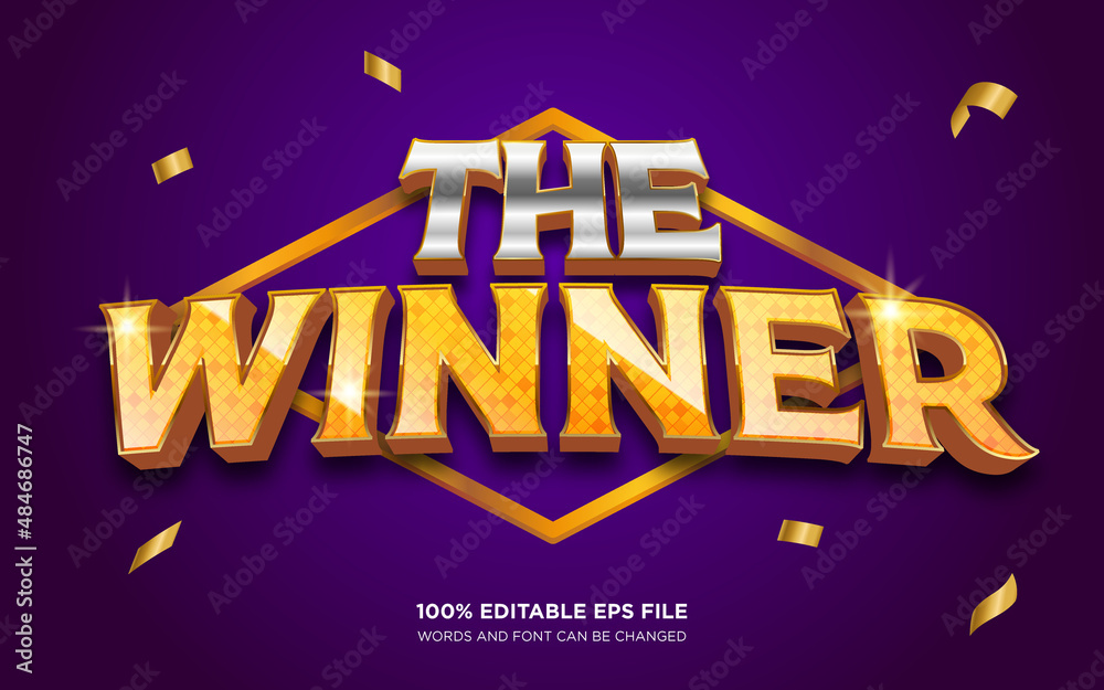 The winner 3D text style effect	