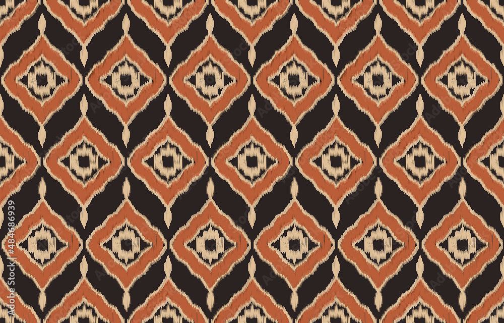 Oriental Ethnic Ikat Seamless Pattern Design Oriental Ethnic Ikat Seamless Pattern Design