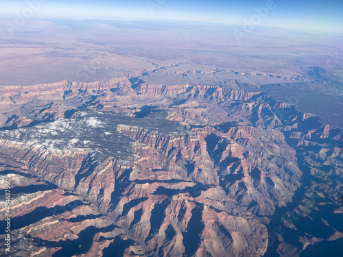 Aerial view of Grand Canyon in USA from airplane window