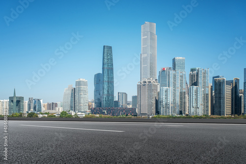 Freeway skyline and financial district modern buildings © 昊 周