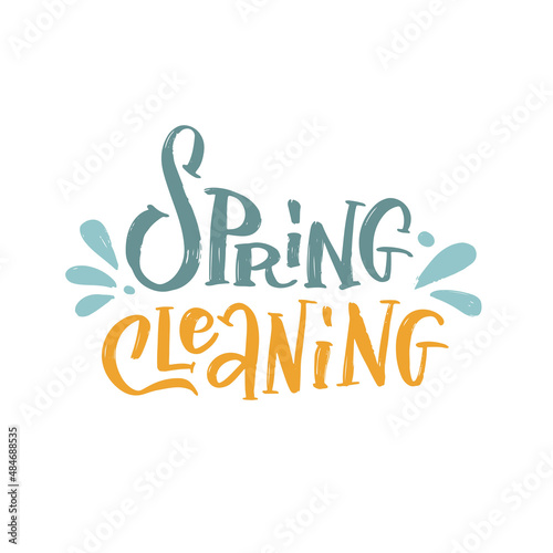 Spring Cleaning - textured lettering text for card, advertising, info message, social media, concept, flyer, website, poster, banner. Hand drawn vector illustration