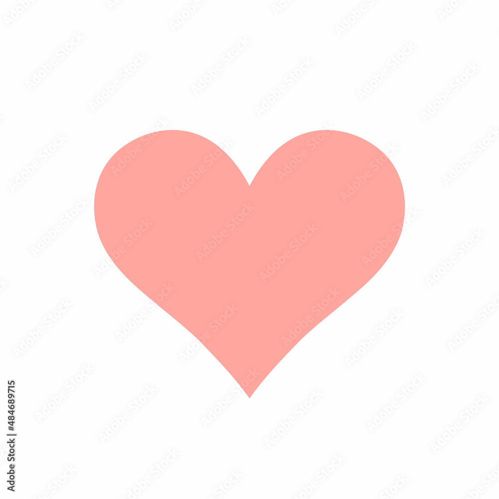 Pink symmetric heart isolated on white background. Minimalistic illustration for weddings, prints, t-shirts, Valentines Day cards. Sign of love, romance, feelings, relationships. Vector illustration