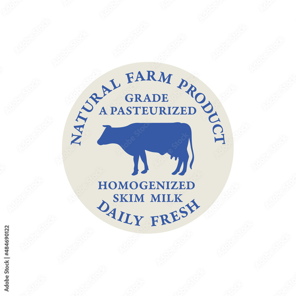 Vector label or sticker, emblem for milk product. Dairy product symbol.