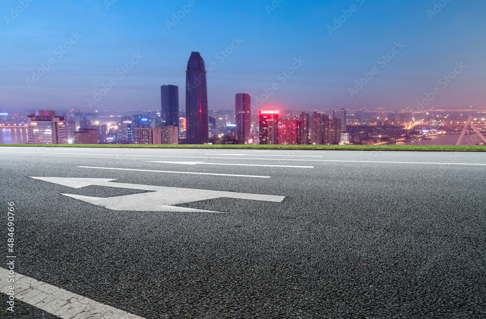 Freeway skyline and financial district modern buildings Freeway skyline and financial district modern buildings