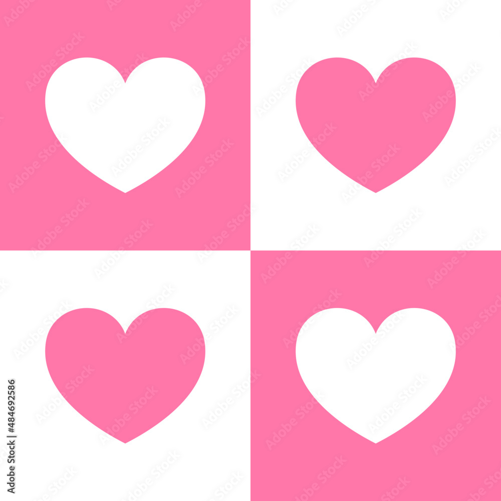 Set of pink and white hearts. Tile Pattern. Happy Valentine Greeting card