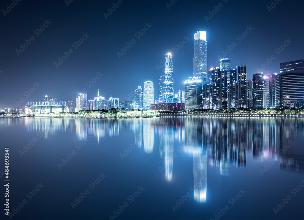 Guangzhou city architecture landscape skyline night view