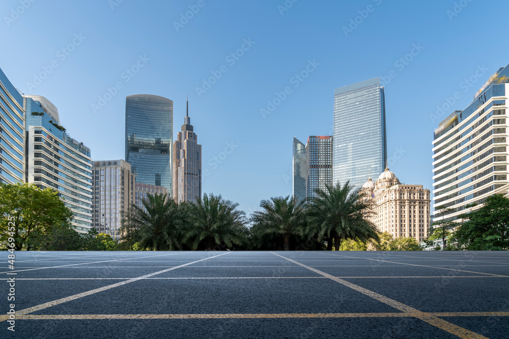 City roads and financial district buildings City roads and financial district buildings