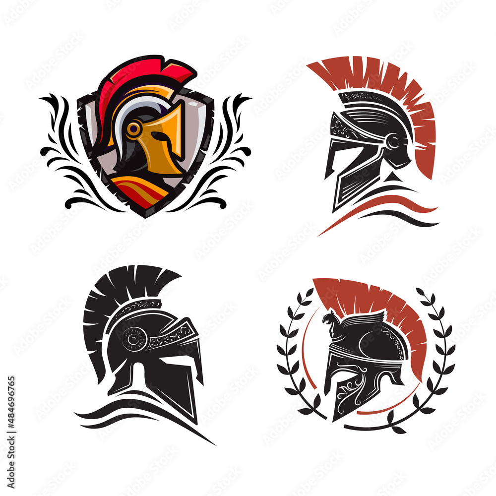 collection of spartan warrior helmet logo