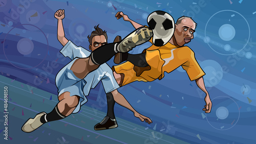 cartoon soccer player missed the ball in the face