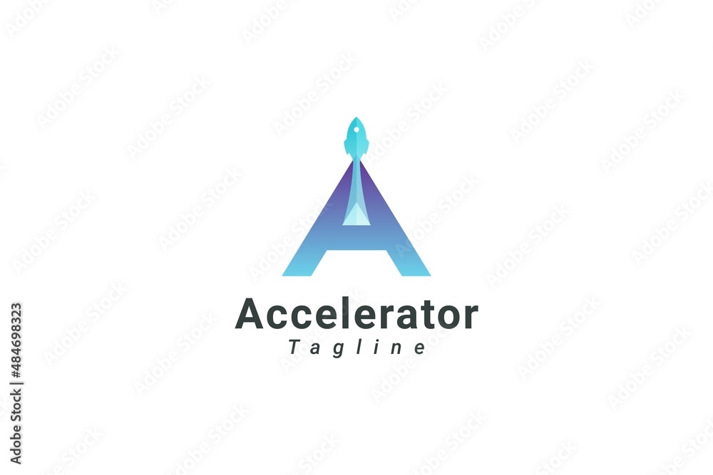 Letter A speedy rocket Launcher accelerator logo