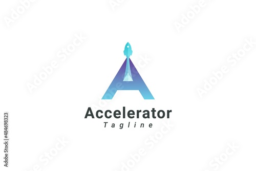 Letter A speedy rocket Launcher accelerator logo
