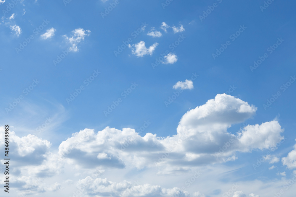 Fototapeta premium Cumulus white clouds floating on blue sky in beautiful day
