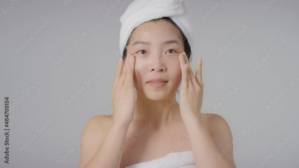 Mid Shot of a Woman in Towel Blending in Cream Mid Shot of a Woman in Towel Blending in Cream