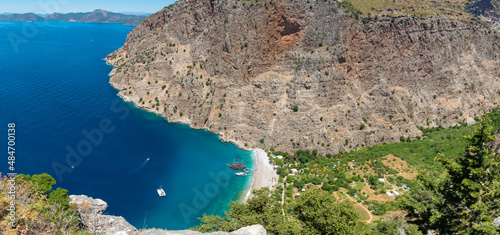 Fototapeta Naklejka Na Ścianę i Meble -  The high view of Butterfly valley deep gorge,Fethiye,Turkey.