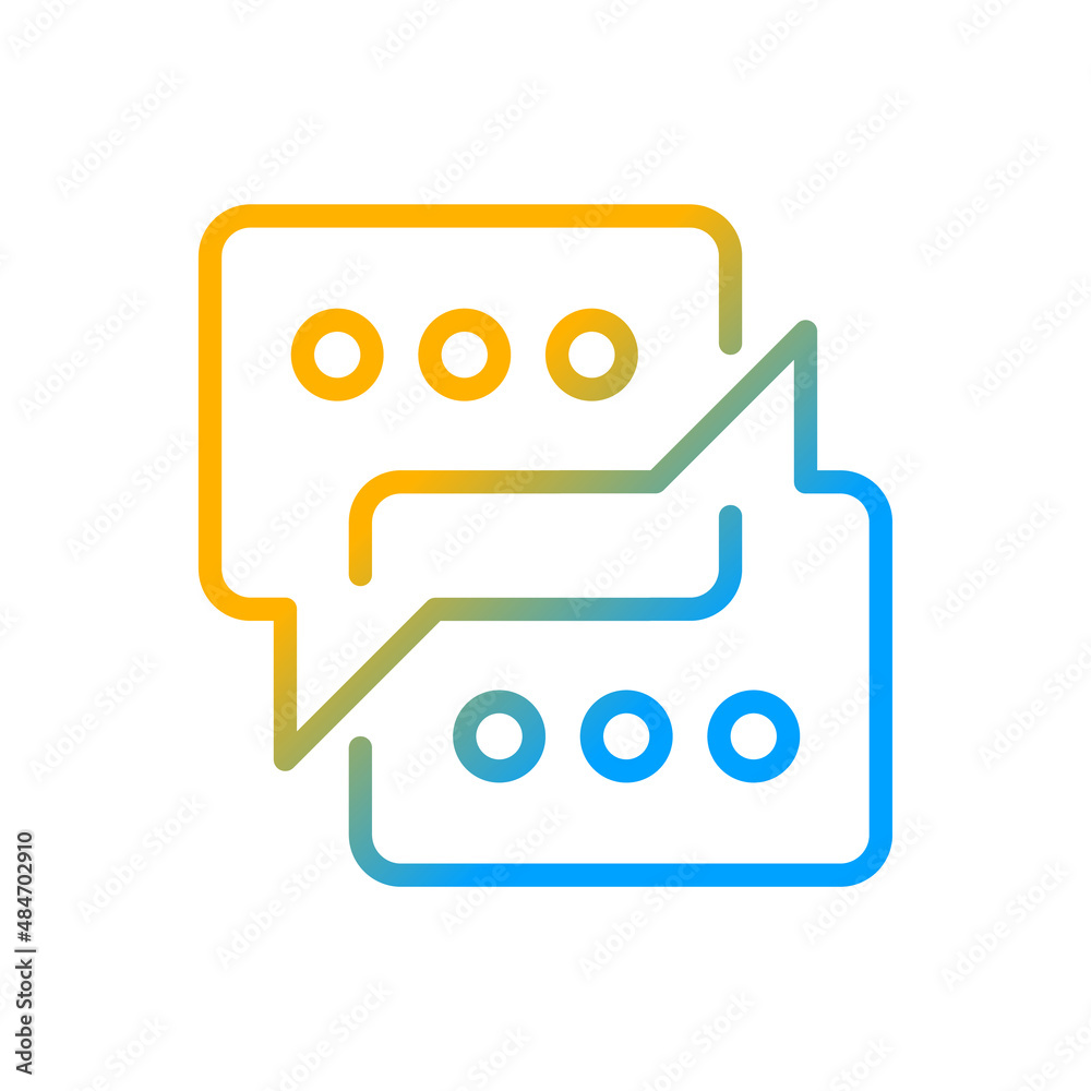Sharing opinions gradient linear vector icon. Discussion of project. Conversation for collaboration. Thin line color symbol. Modern style pictogram. Vector isolated outline drawing Sharing opinions gradient linear vector icon. Discussion of project. Conversation for collaboration. Thin line color symbol. Modern style pictogram. Vector isolated outline drawing