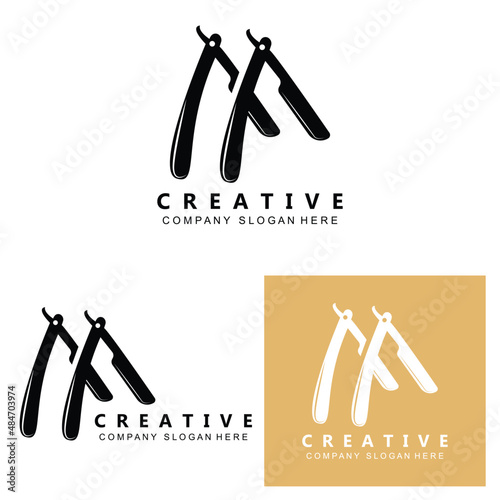 Barber tool scissors logo icon background symbol