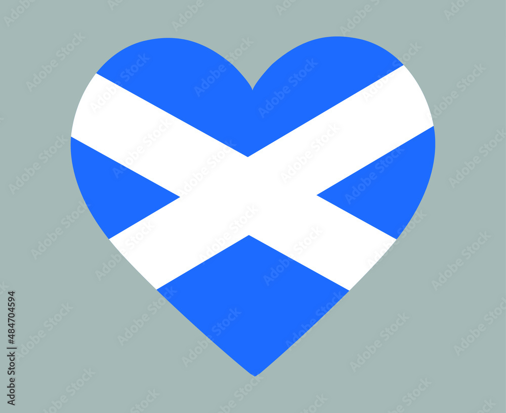 Obraz premium Scotland Flag National Europe Emblem Heart Icon Vector Illustration Abstract Design Element