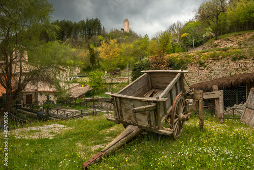 Rasiglia, Italy. Old transport cart photo