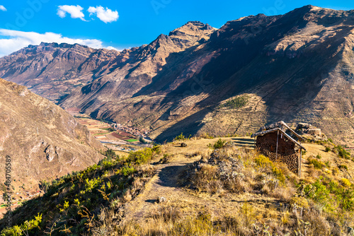 Pisac archaeological complex in the Sacred Valley of the Incas in Peru