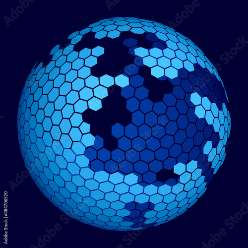 Abstract hexagonal 3d sphere vector background