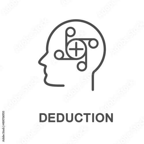 Icon – deduction. A method of thinking that allows you to draw logical conclusions about the particular on the basis of the general. The thin contour lines.