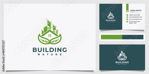 Green House logo Design vector, Nature House Logo. real estate nature logo design concept