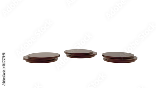 red alluminium round shape three product background without shadow 3d render