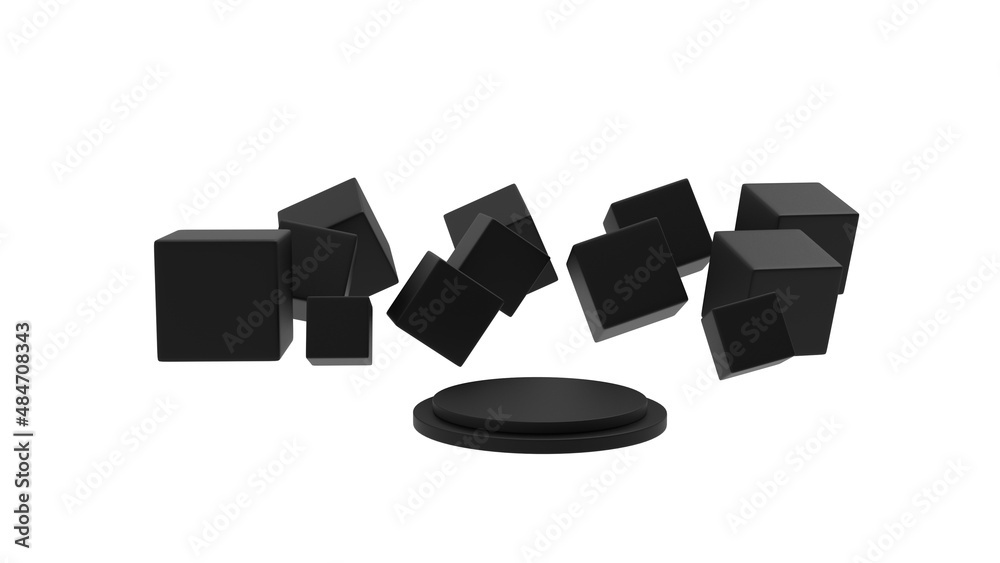black round and squre shape single product background without shadow 3d render black round and squre shape single product background without shadow 3d render