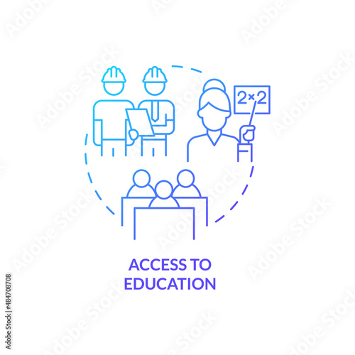 Access to education blue gradient concept icon. Centrally planned economy system advantages abstract idea thin line illustration. Isolated outline drawing. Myriad Pro-Bold fonts used
