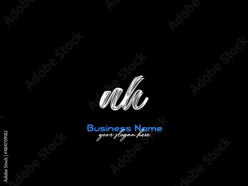 Signature NH Logo, Nh Brush letter logo style with creative and vector image photo