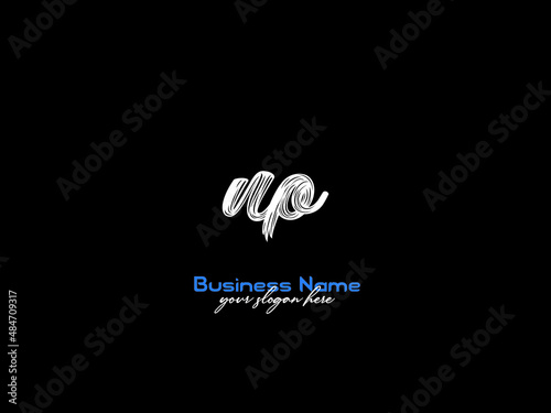 Signature UP Logo, Up Brush letter logo style with creative and vector image