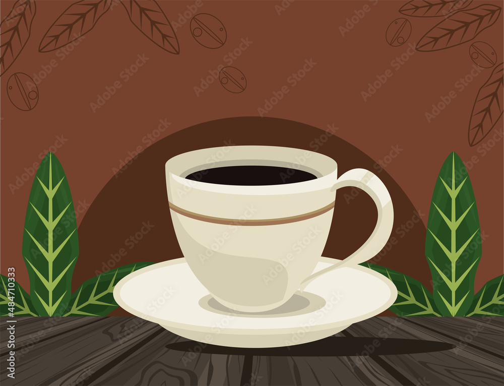 Obraz premium coffee cup and leafs