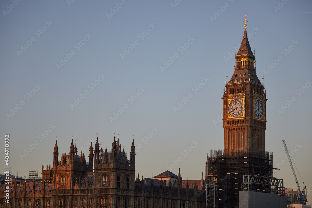 Big Ben, Elizabeth Tower, Palace of Westminster, London UK at dawn