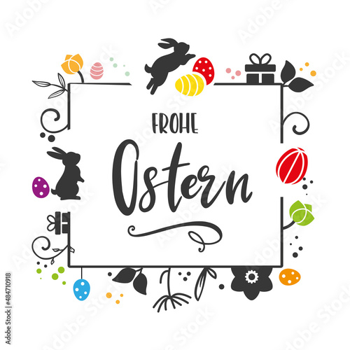 Ostergrüße mit dekorativem Ostermotiv und deutschem Text