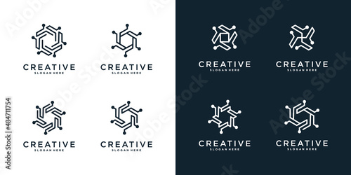 Hexagon abstract technology company logotype