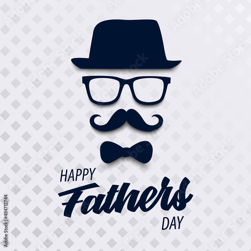 Fathers Day poster with bow tie and hat design template