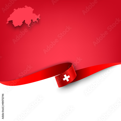 Document with ribbon and map the Swiss Confederation template