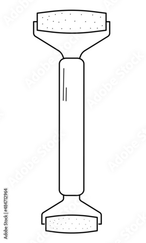 Hand drawn image of a roller massager for the face. A tool for facial skin care