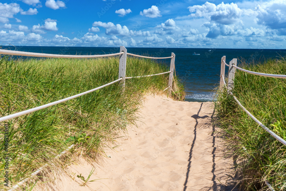 Path through the dunes to the beach in Greenwich, PEI National Park, Canada.