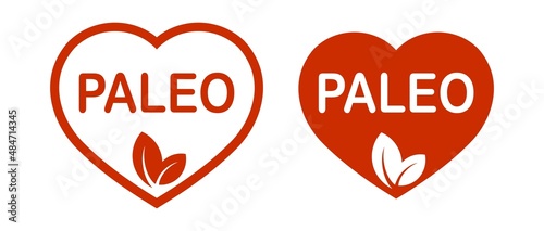 Paleo approved friendly stamp. Paleo diet. Orange round frame. Product label. Logo or icon. Sticker	