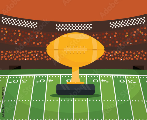 american football stadium with trophy