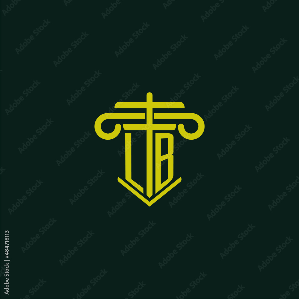LB initial monogram logo design for law firm with pillar vector image ...